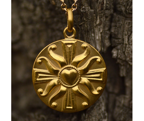 18k gold Cross Pendant: Cross at Heart - Handmade in Paris, since 1827